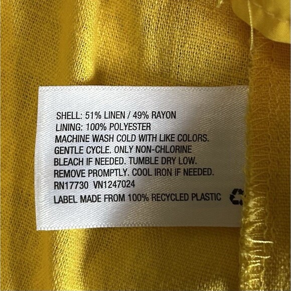 A New Day Dress Women 14 Yellow Linen Ruffle Darts 1 Shoulder Party Salsa NWT - Picture 4 of 15